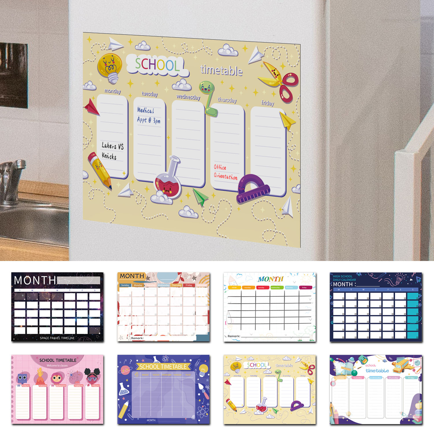 Magnetic Letter Board - สติกเกอร์ไวท์บอร์ดแม่เหล็กขนาด 40x30 ซม. สำหรับติดตู้เย็น วางแผนตารางเวลาประจำสัปดาห์ สำหรับเด็กและครอบครัว