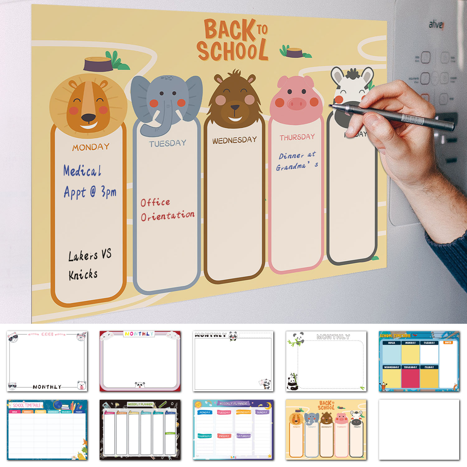 Magnetic Letter Board - สติกเกอร์ไวท์บอร์ดแม่เหล็กแบบใช้ซ้ำได้ในครัวเรือน 40×30 ซม. ตารางรายสัปดาห์ วางแผนการใช้ตู้เย็น กระดานเขียนแบบลบได้