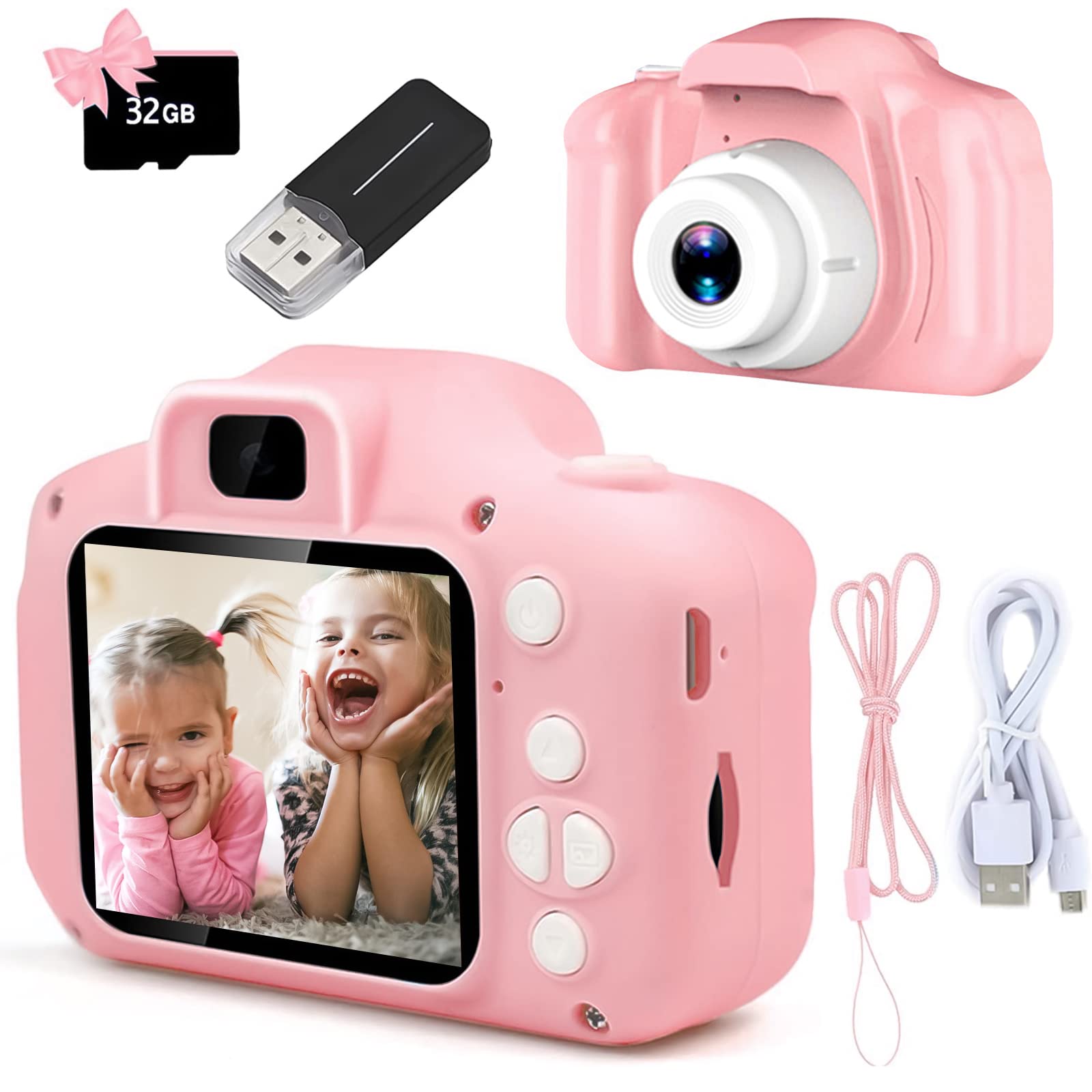 Kids Educational Videos - กล้องของเล่นเด็ก มินิ HD กล้องวิดีโอเซลฟี่ดิจิตอลแบบพกพา สำหรับถ่ายภาพกลางแจ้ง ของเล่นเสริมพัฒนาการสำหรับเด็ก