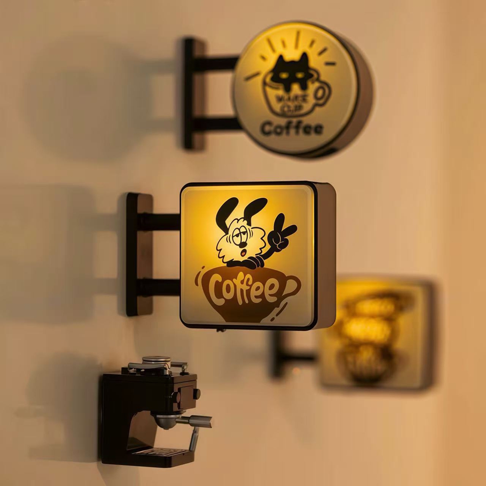 Magnetic Letter Board - ตู้เย็นแม่เหล็กติดผนังร้านกาแฟอเมริกัน พร้อมไฟส่องสว่าง กล่องไฟแม่เหล็ก ของตกแต่งบ้าน แม่เหล็กติดตู้เย็น