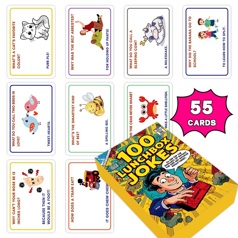 Kids Education Questions - 100 การ์ดตลกสำหรับกล่องอาหารกลางวัน การ์ดคำถามคำตอบตลก เกมโต้ตอบสำหรับครอบครัว การ์ดการศึกษาสำหรับเด็กเล็ก ขายดี